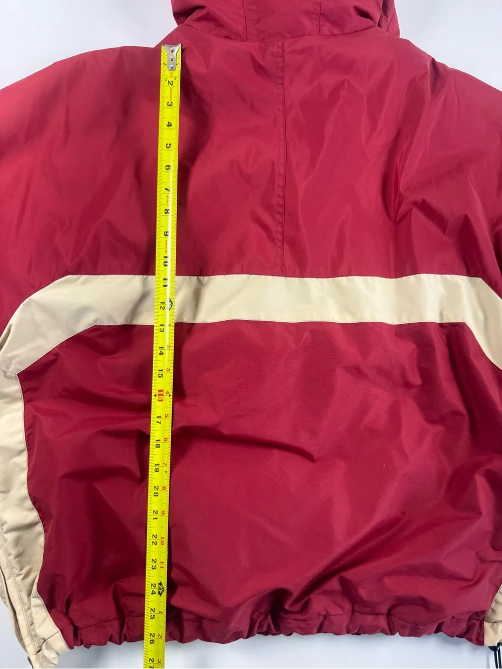 J. Crew Red Hooded Windbreaker with Cream Trim